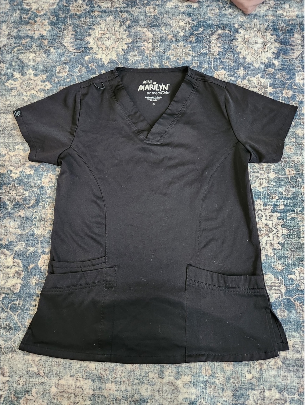 Mini Marilyn MediChic Small Black Scrub Top Nurse Medical